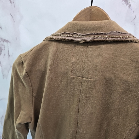 Anthropologie Jacket Womens Small Brown Zipper Artsy Art Knit Nick Mo Blazer - Picture 6 of 11